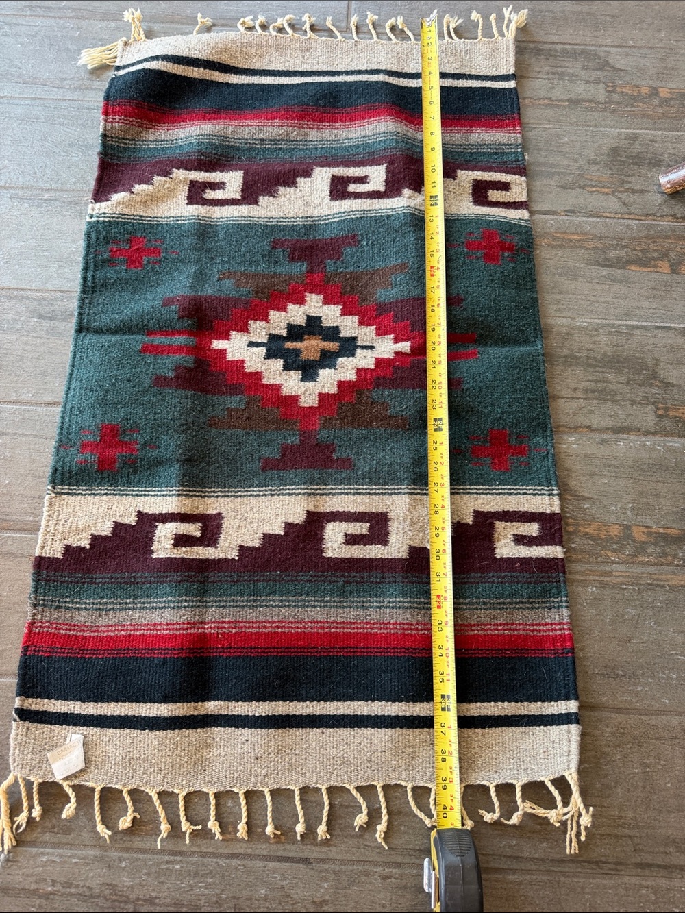 Vintage Mexican woven 100% wool Serape rug - Picture 2 of 5